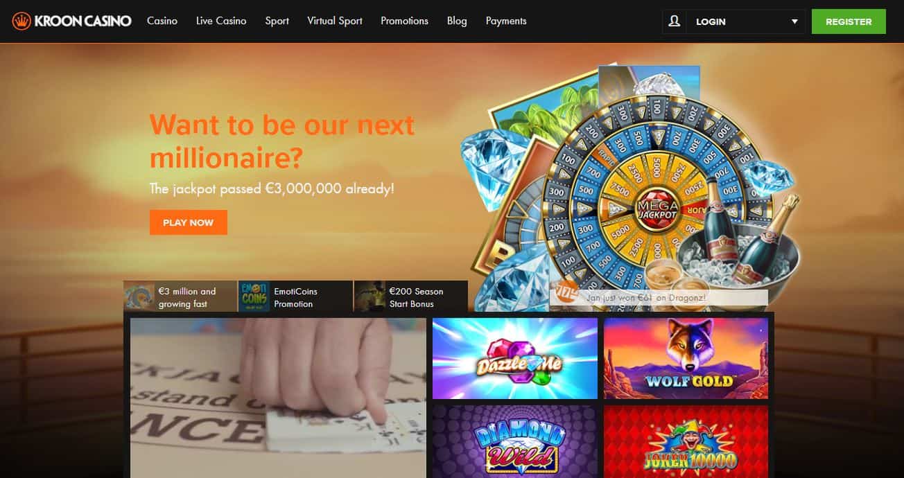 De responsive website van Kroon Casino